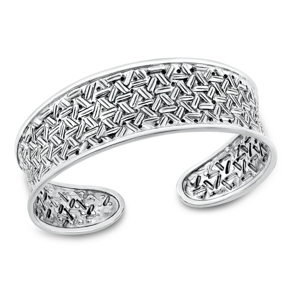 Sterling Silver Oxidized Handmade Basket Weave Cuff Bracelet