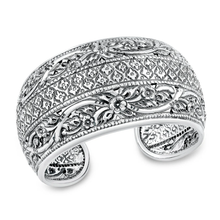 Load image into Gallery viewer, Sterling Silver Oxidized Handmade Traditional Floral Thai Cuff Bracelet