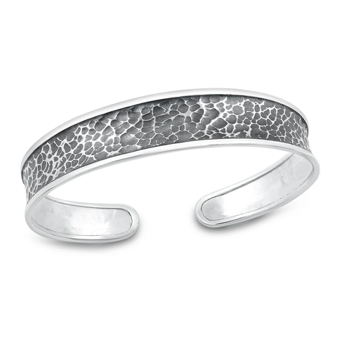 Sterling Silver Oxidized Handmade Hammered Thai Cuff Bracelet