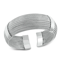 Load image into Gallery viewer, Sterling Silver Polished Faceted Cuff Bracelet