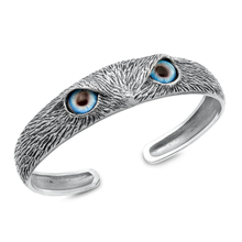Load image into Gallery viewer, Sterling Silver Oxidized And Polished Owl Cuff Bracelet