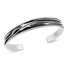 Load image into Gallery viewer, Sterling Silver Oxidized And Polished Wave Bangle