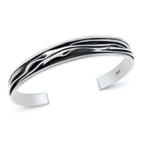 Sterling Silver Oxidized And Polished Wave Bangle