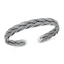 Load image into Gallery viewer, Sterling Silver Oxidized And Polished Braided Cuff Bracelet