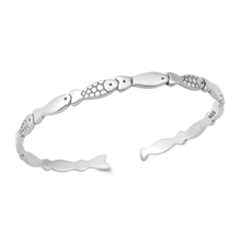 Load image into Gallery viewer, Sterling Silver Oxidized And Polished Fish Cuff Bracelet