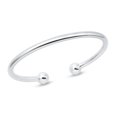 Sterling Silver Polished Ball End Cuff Bracelet