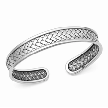 Load image into Gallery viewer, Sterling Silver Oxidized And Polished Woven Basketwave Cuff Bangle