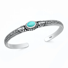 Load image into Gallery viewer, Sterling Silver Oxidized And Polished Stone Cuff Bracelet