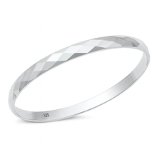 Load image into Gallery viewer, Sterling Silver Polished Snap Closure Faceted Bangle