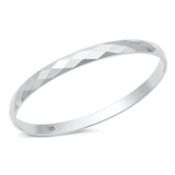 Sterling Silver Polished Snap Closure Faceted Bangle