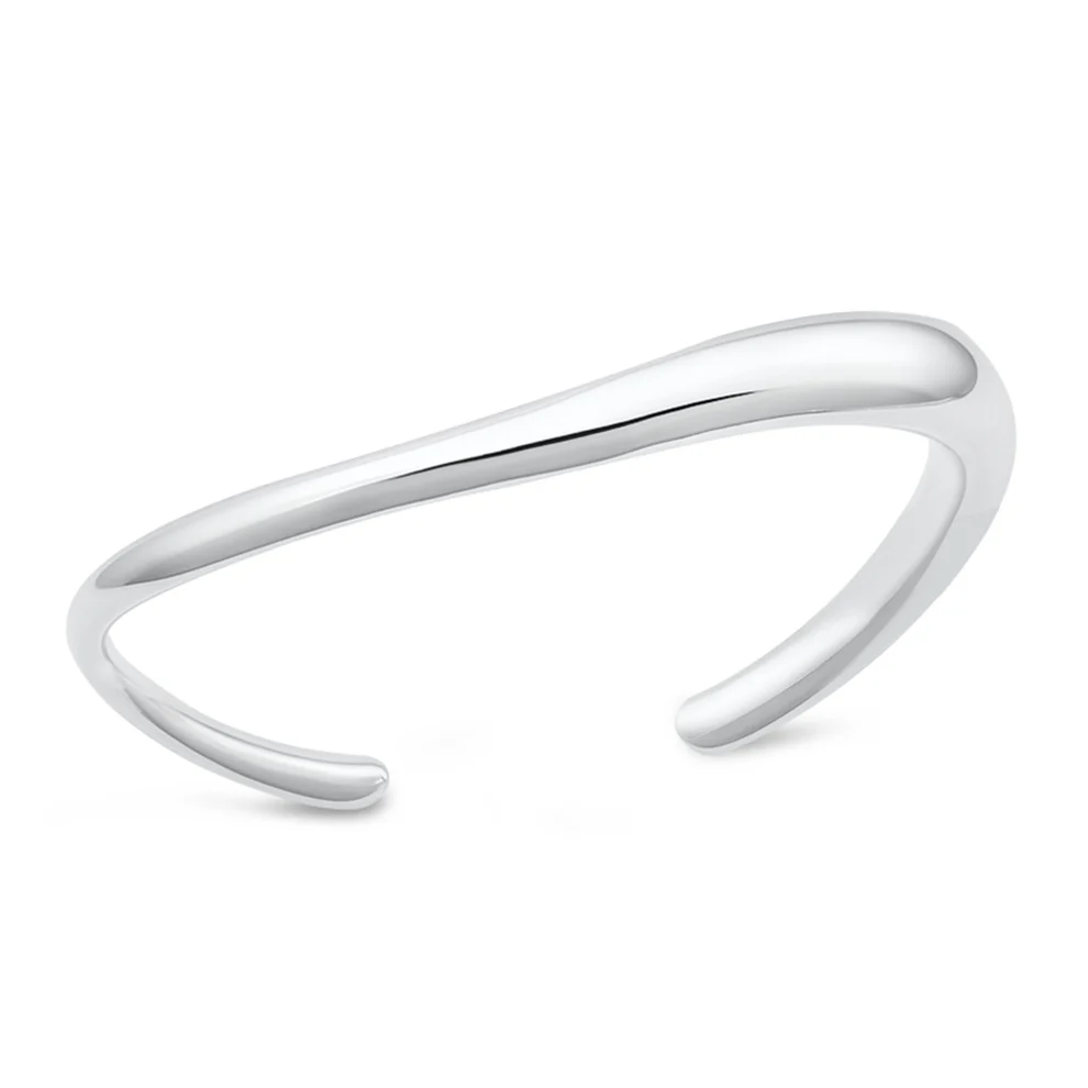 Sterling Silver Polished Asymmetrical Cuff Bracelet