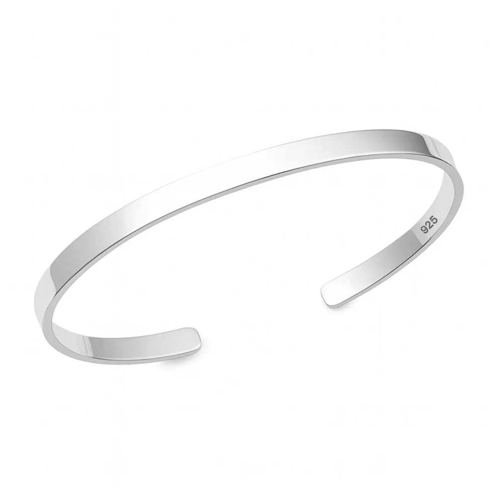 Sterling Silver Polished 6mm Flat Cuff Bracelet