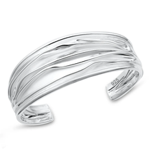 Load image into Gallery viewer, Sterling Silver Polished Fluid Wave Cuff Bracelet