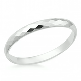 Sterling Silver Polished Faceted Bangle