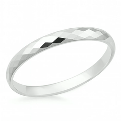 Sterling Silver Polished Faceted Bangle
