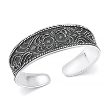 Load image into Gallery viewer, Sterling Silver Oxidized And Polished Bali Style Cuff Bracelet