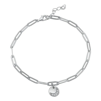 Sterling Silver Moon Charm CZ Bracelet