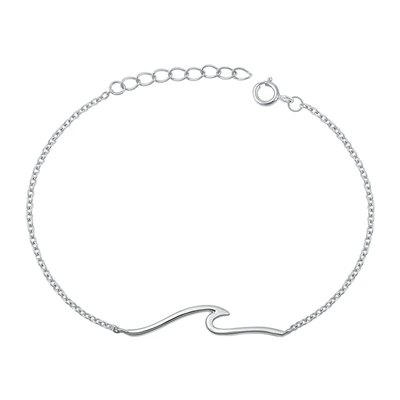 Sterling Silver Rhodium Plated Wave Bracelet