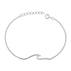 Sterling Silver Rhodium Plated Wave Bracelet