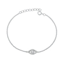 Load image into Gallery viewer, Sterling Silver Rhodium Plated Evil Eye Clear CZ Bracelet