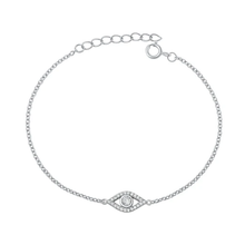 Load image into Gallery viewer, Sterling Silver Rhodium Plated Evil Eye Clear CZ Bracelet