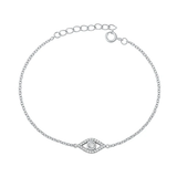 Sterling Silver Rhodium Plated Evil Eye Clear CZ Bracelet