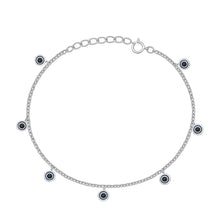 Load image into Gallery viewer, Sterling Silver Rhodium Plated Evil Eye Bracelet