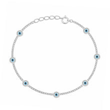 Load image into Gallery viewer, Sterling Silver Rhodium Plated 4mm Evil Eye Bracelet