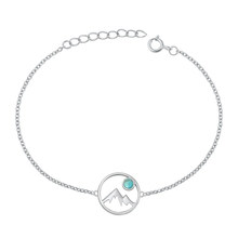 Load image into Gallery viewer, Sterling Silver Rhodium Plated Turquoise Stone Mountains Bracelet