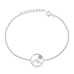 Sterling Silver Rhodium Plated Turquoise Stone Mountains Bracelet