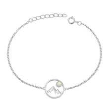 Load image into Gallery viewer, Sterling Silver Rhodium Plated White Lab Opal Mountains Bracelet