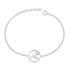 Sterling Silver Rhodium Plated White Lab Opal Mountains Bracelet