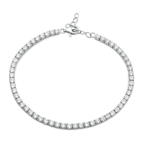 Sterling Silver Rhodium Plated Clear CZ Bracelet