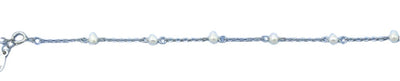 Sterling Silver Rhodium Plated 3.8mm Genuine Pearls Bracelet