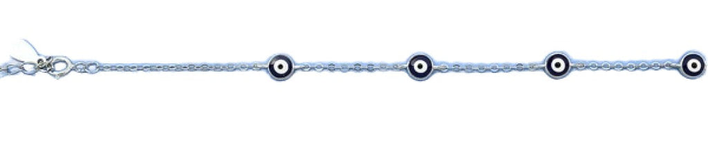 Sterling Silver Rhodium Plated Evil Eye Bracelet