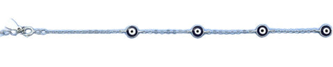 Sterling Silver Rhodium Plated Evil Eye Bracelet