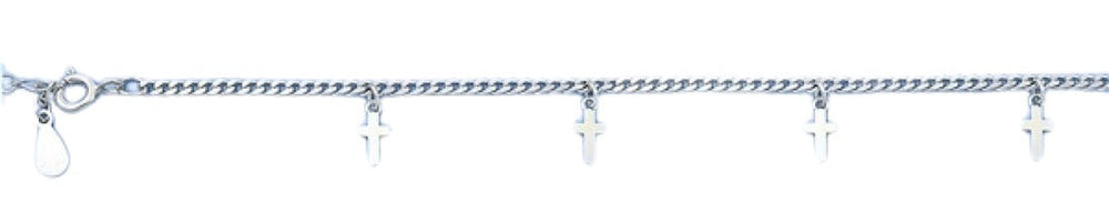 Sterling Silver Rhodium Plated Cross Bracelet