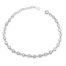 Load image into Gallery viewer, Sterling Silver Rhodium Plated Round Clear CZ Tennis Bracelet
