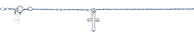 Sterling Silver Rhodium Plated Hanging Cross Bracelet