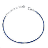 Sterling Silver Rhodium Plated Blue Sapphire CZ Tennis Bracelet