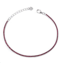 Load image into Gallery viewer, Sterling Silver Rhodium Plated Garnet CZ Tennis Bracelet
