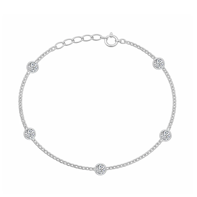 Sterling Silver Rhodium Plated Clear CZ Bracelet