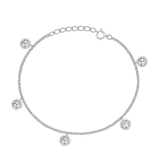 Sterling Silver Rhodium Plated Round Clear CZ Bracelet