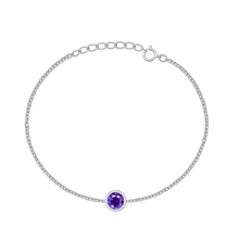 Load image into Gallery viewer, Sterling Silver Rhodium Plated Amethyst CZ Bracelet