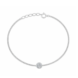 Sterling Silver Rhodium Plated Round Clear CZ Solitaire Bracelet
