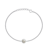 Sterling Silver Rhodium Plated Moonstone Bracelet