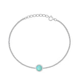Sterling Silver Rhodium Plated Genuine Turquoise Stone Bracelet