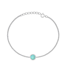 Sterling Silver Rhodium Plated Genuine Turquoise Stone Bracelet