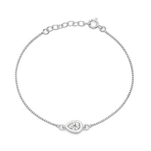 Load image into Gallery viewer, Sterling Silver Rhodium Plated Clear CZ Teardrop Bracelet
