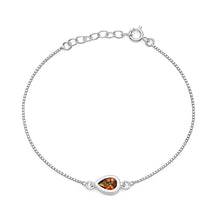 Load image into Gallery viewer, Sterling Silver Rhodium Plated Garnet CZ Teardrop Bracelet